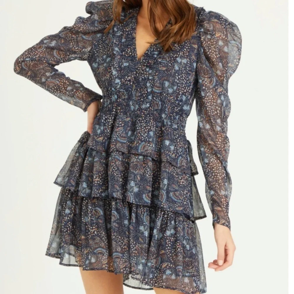 NWT Dear John ADALYN TIERED SKIRT DRESS FEATHERED PAISLEY Size XS